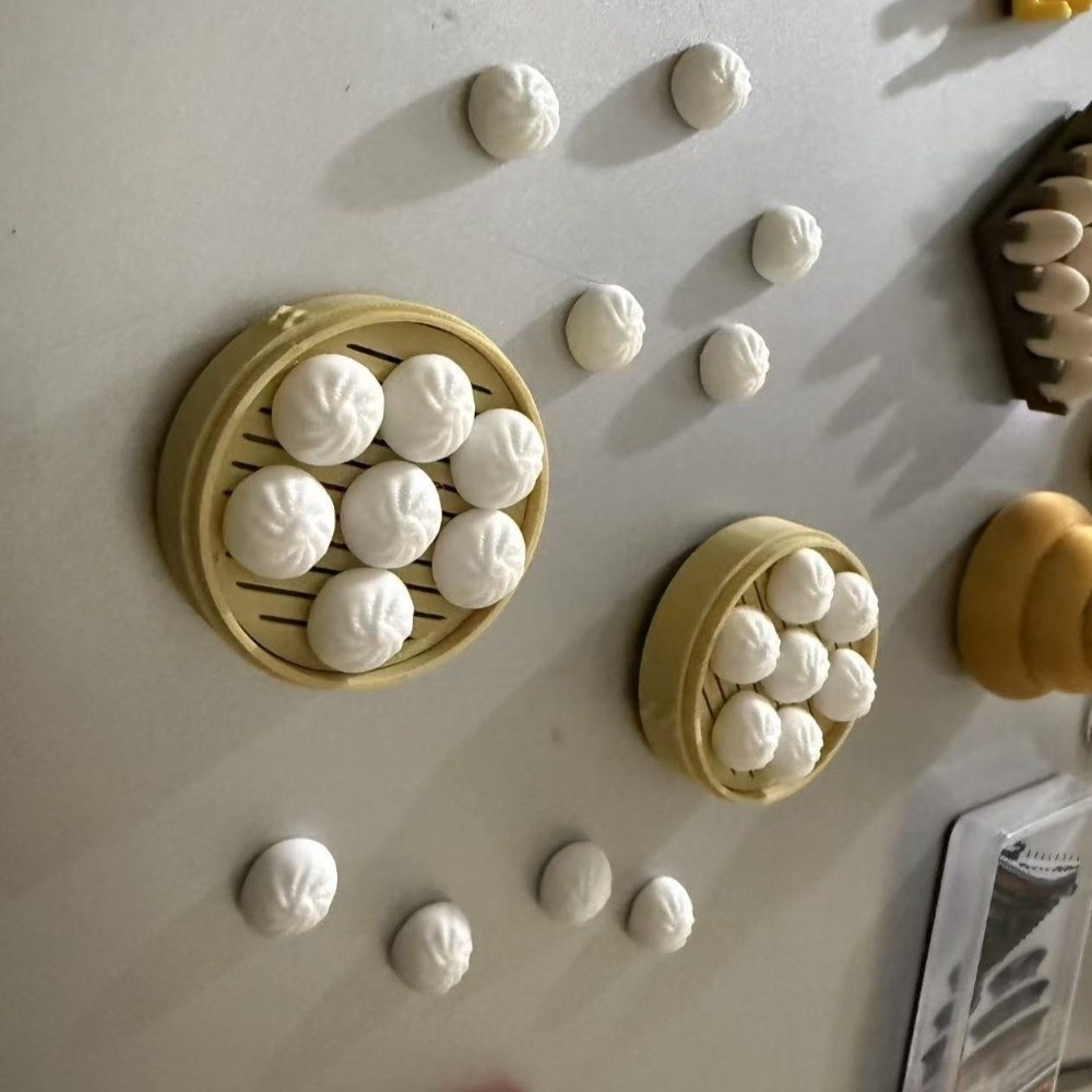 3D Printing Labubu - 3D Printing Bun Dumpling Fridge Magnet