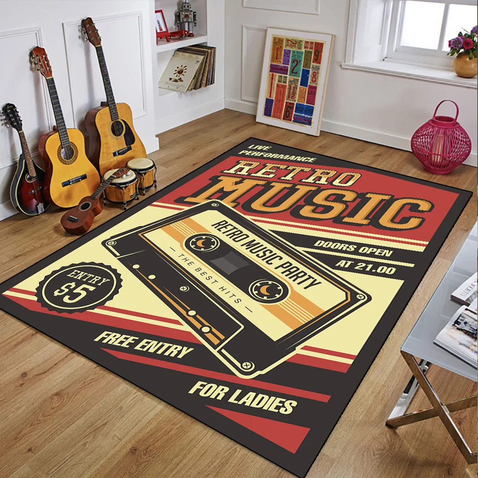 Retro Music Rugs for Bedroom D - 3D Printing Guitar ulasan dan harga