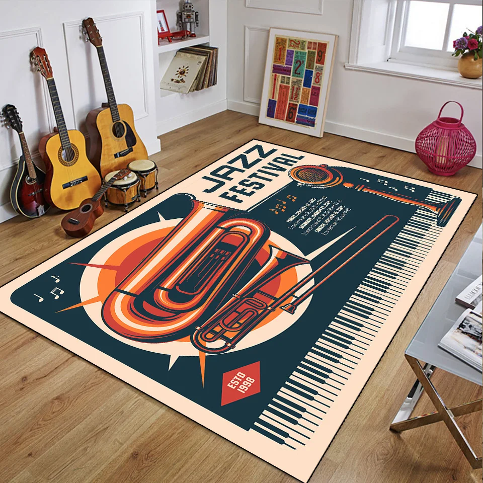 Retro Music Rugs for Bedroom D - 3D Printing Guitar ulasan dan harga