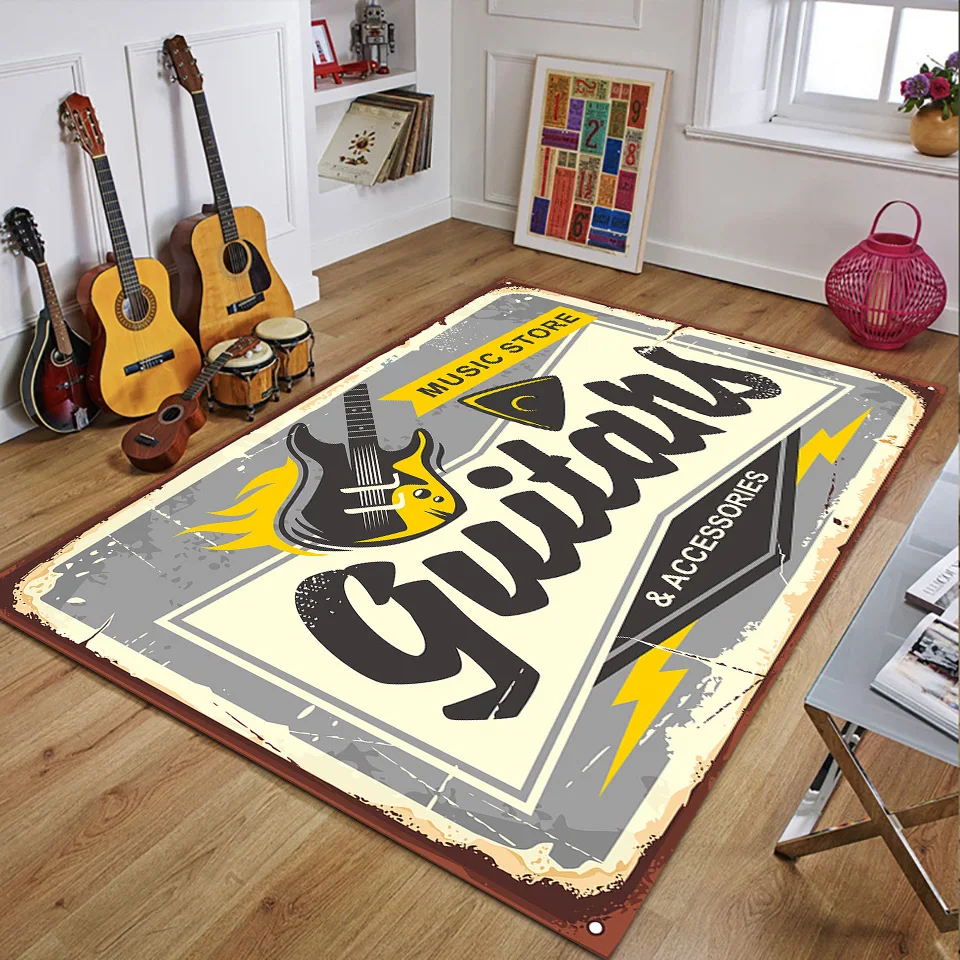 Retro Music Rugs for Bedroom D - 3D Printing Guitar ulasan dan harga