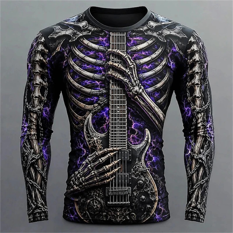 New Men's Long-Sleeve T-Shirt  - 3D Printing Guitar ulasan dan harga
